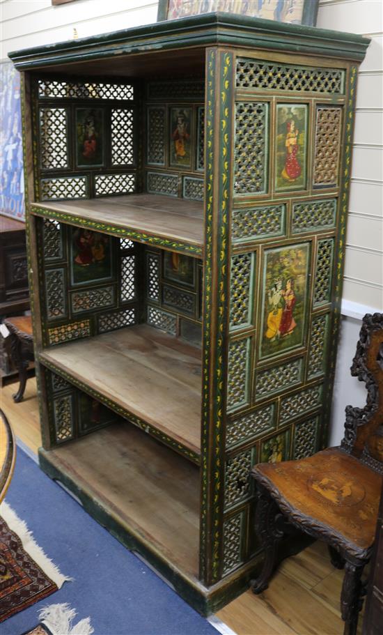 An Indian painted open cabinet W.106cm